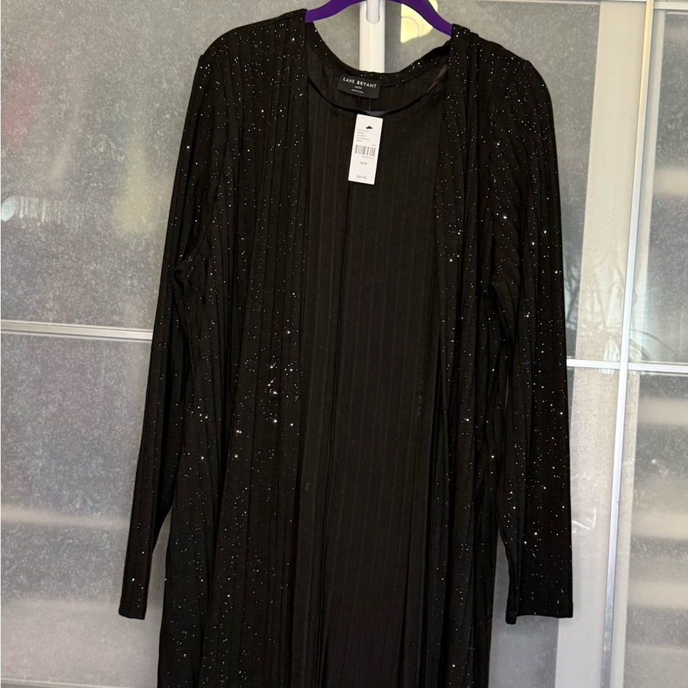 Lane Bryant Black Sparkle Cardigan (0349)